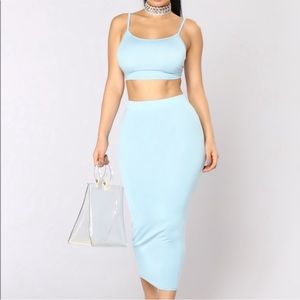 Fashion nova no manners 2 piece skirt set baby blue